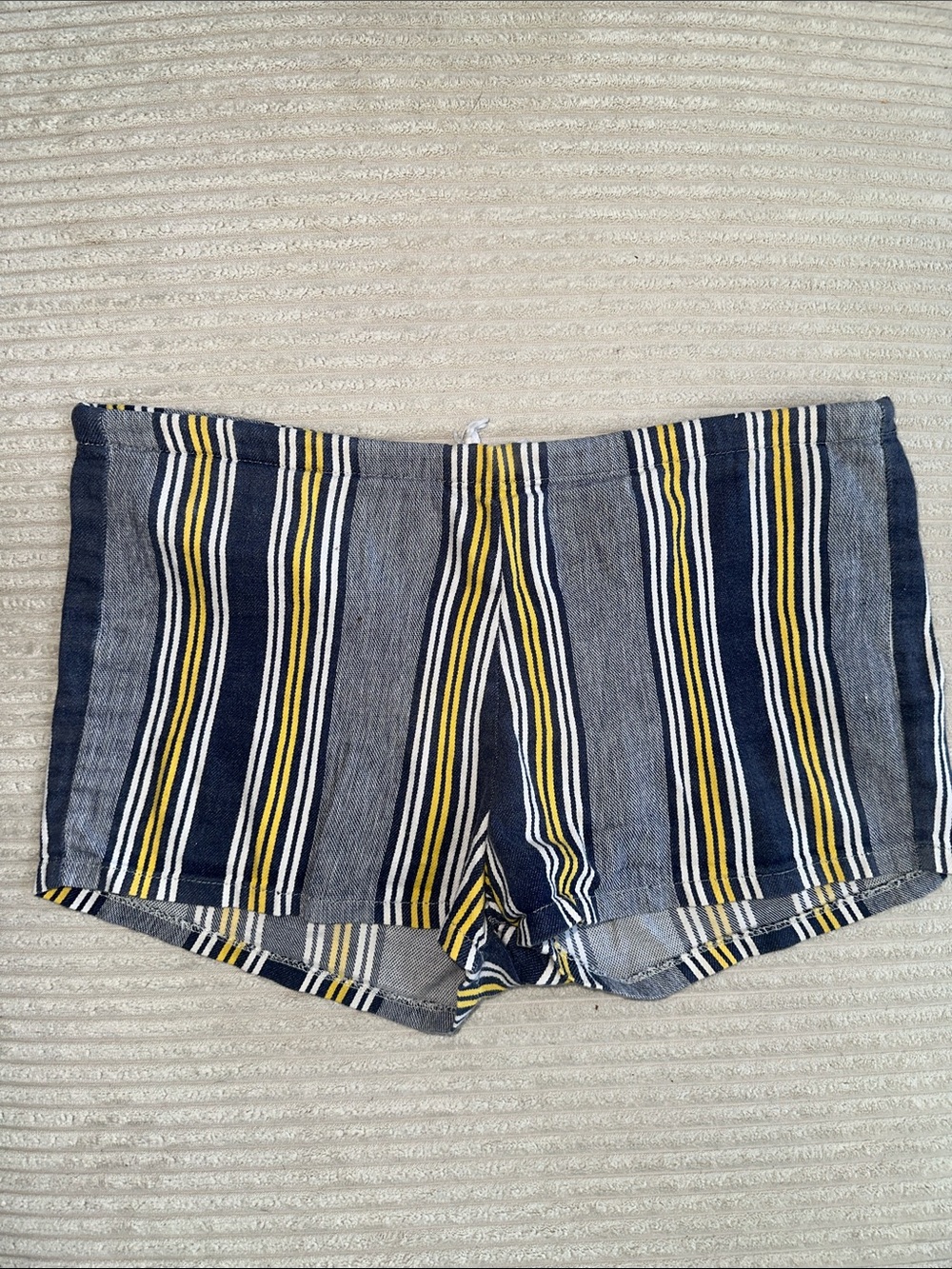 Vintage M:Gregor Midnite Run Shorts Striped Navy and Yellow in Size M